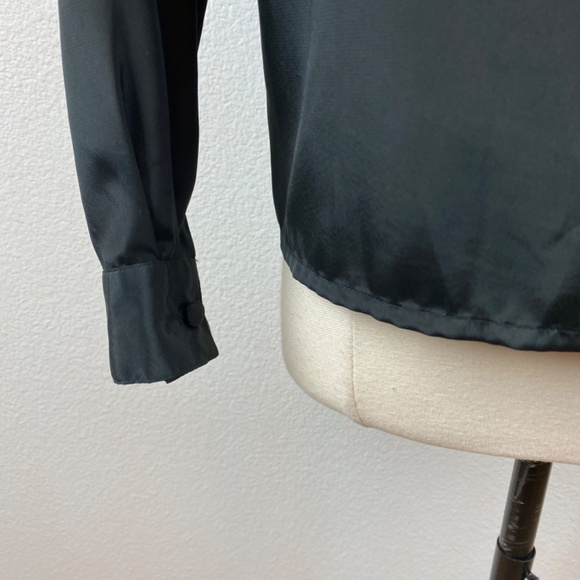 Vintage 90s Black Slinky Rhinestone Blouse Med/Large Long Sleeves Evening Party - Picture 8 of 9